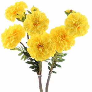 Afrikán řezaný umělý 3 květy žlutý