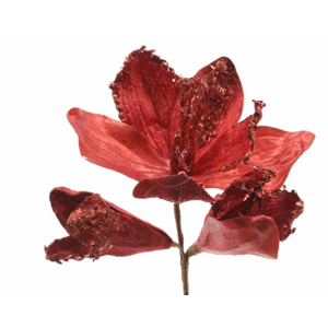 Amaryllis květ umělý na klipu červený
