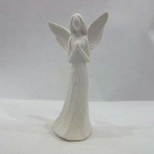 Anděl dívka se srdcem keramika bílá 20cm