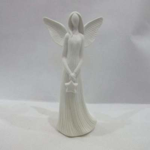 Anděl dívka se srdcem keramika bílá 23,3cm