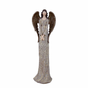 Anděl dívka stojící BEA polystone hnědo-zlatá 39cm