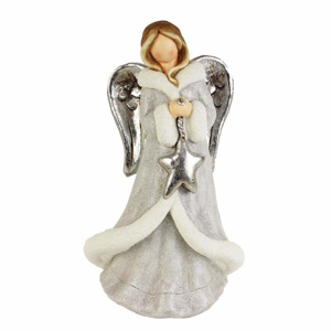 Anděl dívka stojící s hvězdou polyresinový 45,5cm
