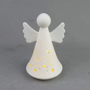 Anděl keramický 1LED t.bílá s hvězdami na baterie bílý 14,5cm