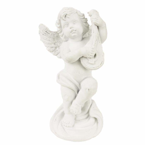 Anděl s loutnou polyresin bílý 11cm