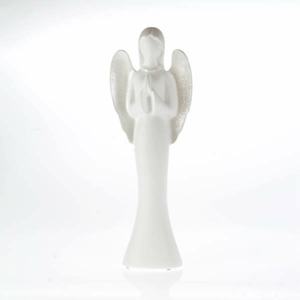Anděl stojící modlící se keramika bílá 60cm