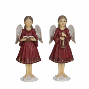 Anděl stojící v šatech keramika červená 24cm