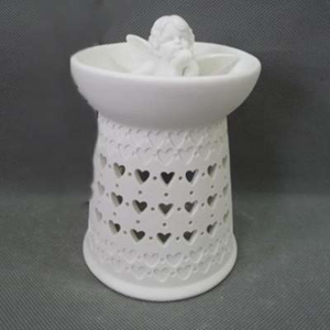 Aromalampa dekor srdce porcelán bílá 13,6cm