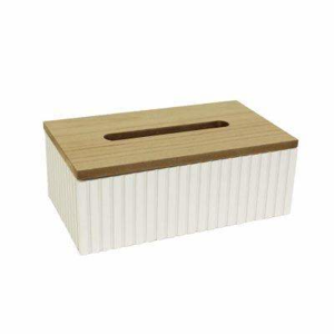 Box na papírové kapesníky dřevo bílá/přírodní 25cm
