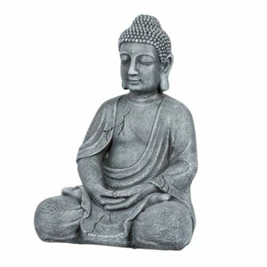 Buddha sedící LOMBOK 05E fiberclay šedý 45cm