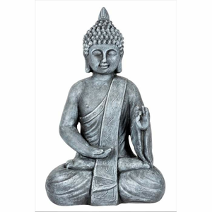 Buddha sedící LOMBOK 14E fiberclay šedá 63cm