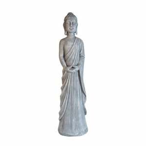 Buddha stojící LOMBOK 10E fiberclay šedá 81cm