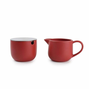 Cukřenka a konvička na mléko červená CAFE keramikaS&P