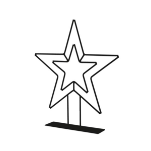 Dekorace hvězda kovová RUVUMA na podstavci černá 65cm