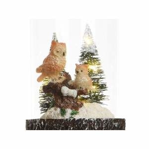 Dekorace skleněný poklop s vánočním motivem 10 LED 17cm mix dvě sovy