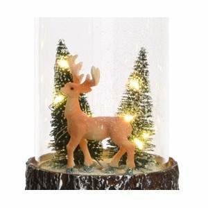 Dekorace skleněný poklop s vánočním motivem 10 LED 17cm mix jelen