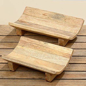 Dřevěný talíř na nohách GREG 30cm velký