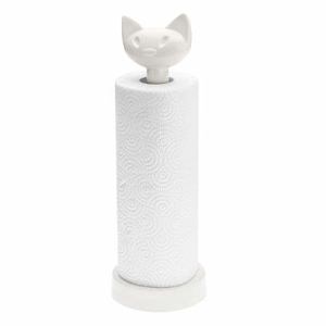 Držák na papírové utěrky kočka MIAOU plast bílá 37cm