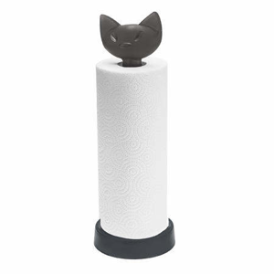 Držák na papírové utěrky kočka MIAOU plast černá 37cm