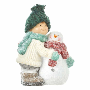 Figurka chlapec nebo dívka se sněhulákem keramika 17cm chlapec