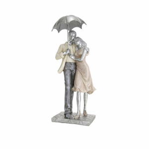 Figurka pár stojící s deštníkem polyresin 28,5cm