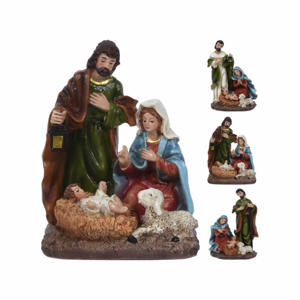 Figurka Svatá rodina s ovcí polyresin 12cm