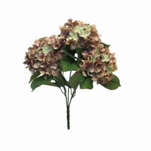 Hortenzie RABE řezaná umělá 5 květů zeleno-hnědá 45cm