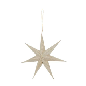 Hvězda papírová závěsná s dekorem dřeva béžová 20cm