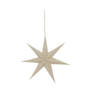 Hvězda papírová závěsná s dekorem dřeva béžová 30cm