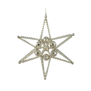 Hvězda perličky stříbrná 16cm