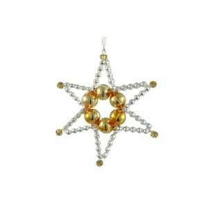 Hvězda perličky stříbrná-zlatá 7cm