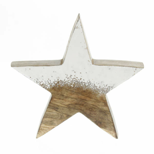 Hvězda zasněžená dřevo 25cm