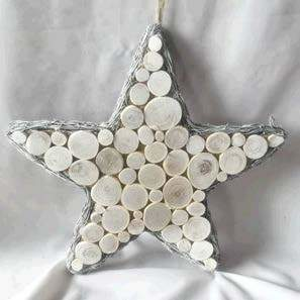 Hvězda závěs dřevěné špalíčky 38cm bílá