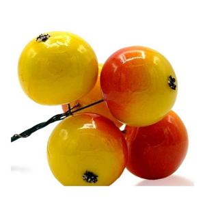 Jablko umělé na drátku 3cm žluto-červené 5ks