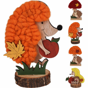 Dřevěná dekorace ježek - různé druhy 15cm