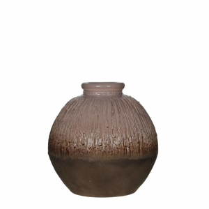 Keramická váza kulatá GAYA drápaná 25cm hnědá