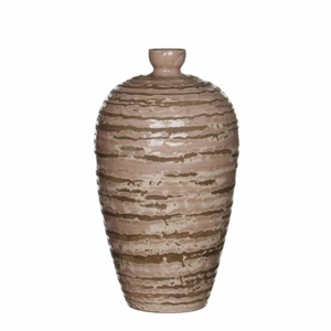 Keramická váza VESPER drápaná 22cm hnědá