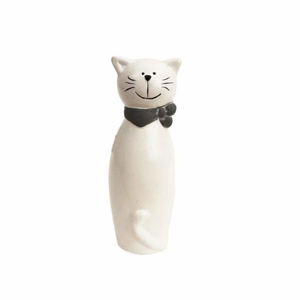Kočka keramická 12 cm bílá