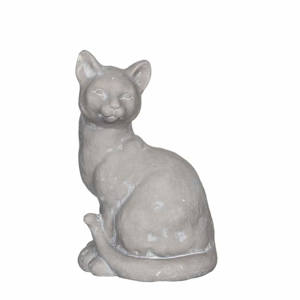 Kočka sedící hliněná 41cm šedá
