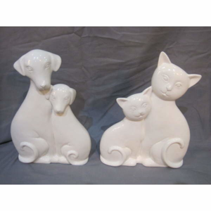 Kočka/Pes dvojice porcelán