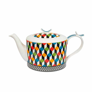Konvice čajová MODERN dekor kostky porcelán mix 1,3 litru