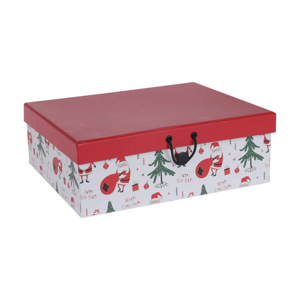 Krabice dárková hranatá papírová s vánočním motivem nízká 24x8cm