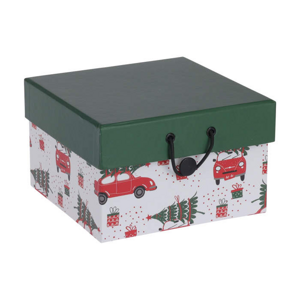 Krabice dárková hranatá papírová s vánočním motivem vysoká 15x9cm