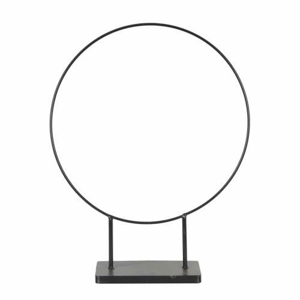 Kruh kovový na dřevěném podstavci černý 48,5cm
