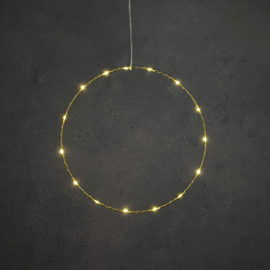 Kruh svítící 15LED t.bílá, na baterie, zlatý 35cm