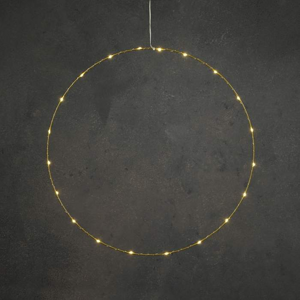 Kruh svítící 20LED t.bílá, na baterie, zlatý 50cm