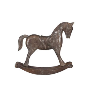 Kůň houpací dřevěný imitace kovu měděný 31cm