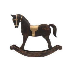 Kůň houpací dřevěný zlato-hnědý 13cm