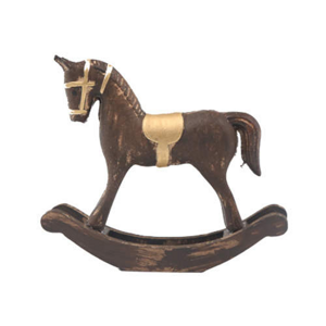 Kůň houpací dřevěný zlato-hnědý 24cm