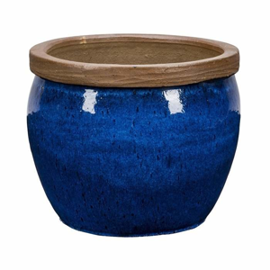 Květináč BONN 1-01B hnědý lem keramika modrá 28cm