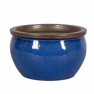 Květináč BONN 1-03B hnědý lem keramika modrá 33cm